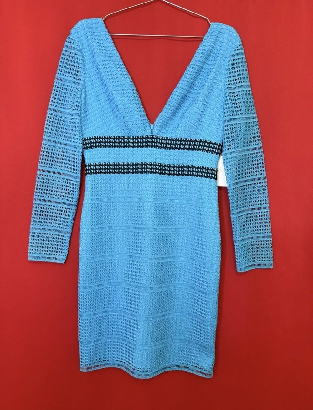 $500 Sz Small US 6  Azure Women Diane von FURSTENBERG Crochet Lace Viera Dress